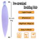 Braiding Hair Pre Stretched Yaki Straight 2 Packs 90g/Pack Extra Long Lavender Hair Extensions Synthetic Crochet Braids 26 Inches Light Purple