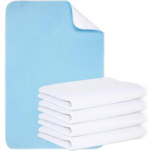 (2 Packs) Reusable Incontinence Bed Pads, washable bed pad, Heavy Absorbency (4-Layer) Waterproof Bed Pads 18"X24", nonslip & Skin-friendly, Multi-scenes tailor to Kids, Adults, Elderly & Pets, Blue 
