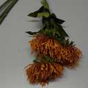 Hollyone 3Pcs Red Artificial Flowers Mums Fall Spider Mum Flower Silk 28.3'' Long Stem Fake Chrysanthemum Flowers Leucospermum Cordifolium Arrangement Faux Pincushion Flowers Bouquet Home Decor