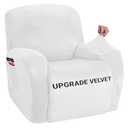 ZNSAYOTX Stretch Velvet Recliner Cover 4-Pieces, Thick Soft Recliner Chair Slipcover with Pocket, Non-Slip Elastic Bottom for Kids Pets, Luxury Plush Reclining Protector Comfy Washable (White)