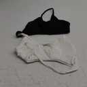 SUUKSESS Women 2 Piece Open Back Strappy Sports Bra Pack Twist V Neck Workout Crops (Small, #2 White & Black)