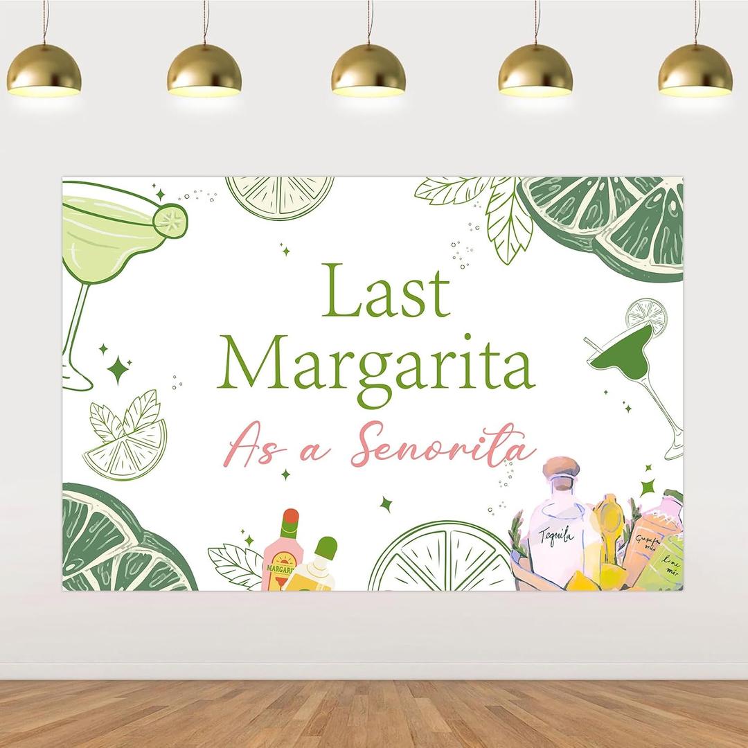 Margarita Bachelorette Party Decorations Backdrop, Last Margarita As a Senorita Backdrop Banner Background 5 x 3ft for Margs and Matrimony Bachelorette Bridal Shower Party Supplies