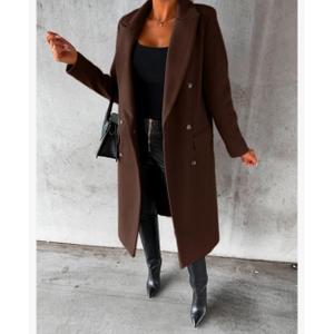 IDEALSANXUN Womens Long Wool Coat Double Breasted Trench Coat Fall Winter Clothes XL