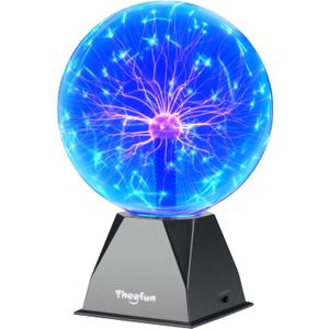 Theefun Blue Plasma Ball: 8 Inch Huge Plasma Globe Birthday Gifts Touch & Sound Sensitive Plasma Ball Lamp Electric Ball Lightning Novelty Light for Parties, Home, Prop, Room Decoration