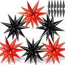 74 PCS Black Red Star Balloons - 26 Inch Foil Explosion Metallic Balloons Large Spike Balloon for Birthday Halloween Graduation Anniversary Party Decorations