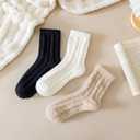 Womens Cozy Crew Socks Soft Winter Sleeping Christmas Fuzzy Ankle Socks 3 Pairs Size 5-10 (Solid Color a)