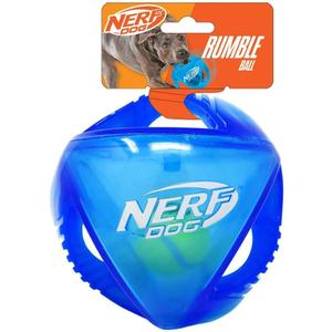 Nerf Dog 5.5in Translucent TPR Rumble Ball with Tri-Twist Handles -Blue