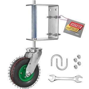 USCaster Fence Gate Wheel 6Inch Heavy Duty Spring-Loaded Gate Caster for Wooden Metal Tube&Swing Gate Inflatable Tire 250lb Capacity 360-Degree Rotation with Screws & Wrench