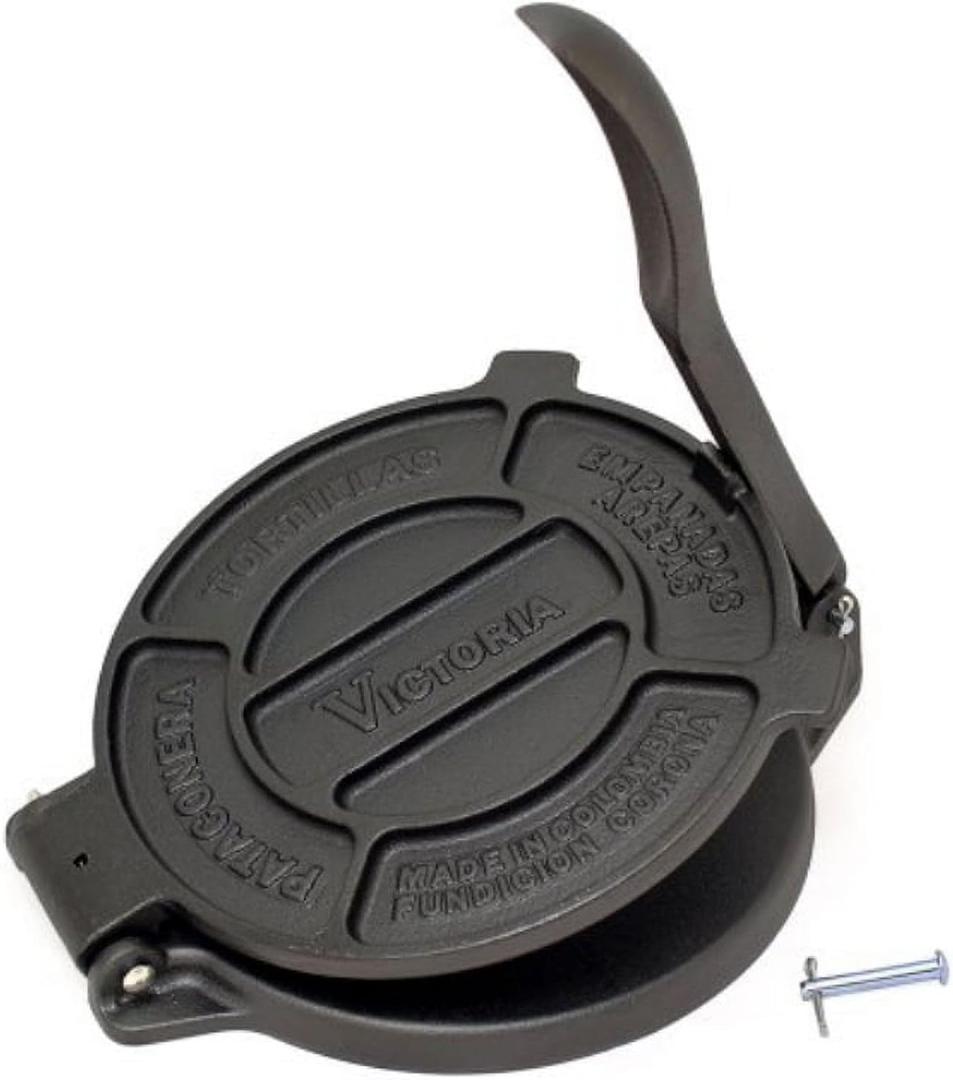 Victoria 8 Inches Cast Iron Tortilla Press, Roti Maker and Tortilladora, Pataconera Seasoned with Flaxseed Oil, Made in Colombia
