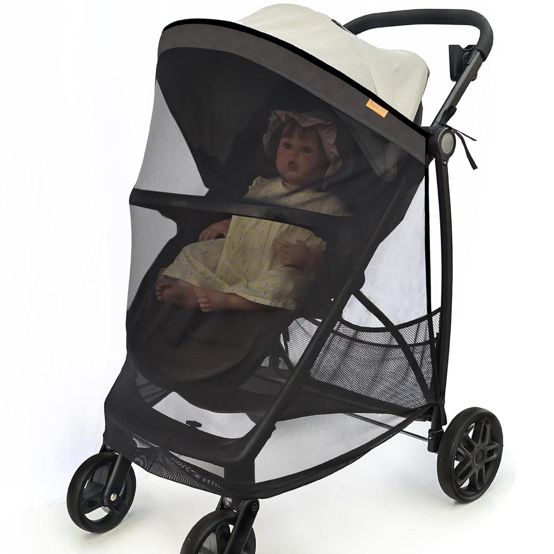 Stroller Sun Shade - Universal Stroller Sun Shade for Travel Strollers, Jogging Strollers; Baby and Toddler Travel Essential; Safely Blocks Up to 97% of UV, Easy to Install(Black)