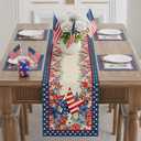 2 x XCHI America Stars Flowers Memorial Day Table Runner 4th of July Patriotic Independence Day Table Decoration for Party Home Kitchen Dining Holiday Decor 13x120 Inch