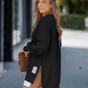 CHICME Womens Long Sleeve Zipper Slit Oversized Sweatshirt Casual Pullover Zipper Hoodies Fall Clothes (Black, M)