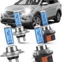 Fit For Hyundai Santa Fe 2010-2016 Headlight Bulbs, H7 High Beam H11B Low Beam Halogen Bulbs Kit 300% Brightness 100W, 6000K Super White Light, 12V/100W,Pack of 4