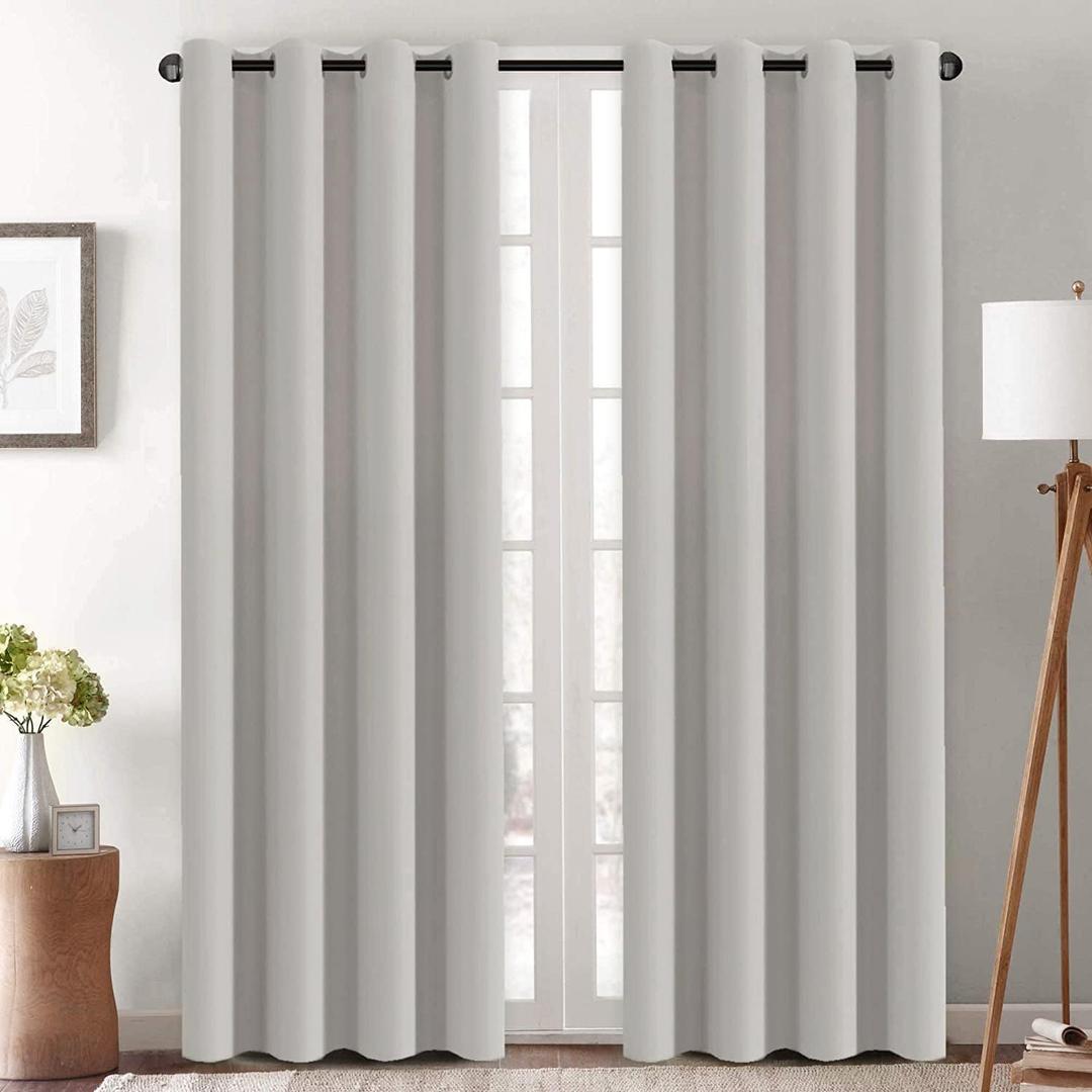 H.VERSAILTEX Blackout Curtain for Living Room Thermal Insulated Window Treatment Curtain Extra Long 96 inch Length Energy Saving Solid Grommet Top Blackout Drape, One Panel, Stone, 52" W x 96" L