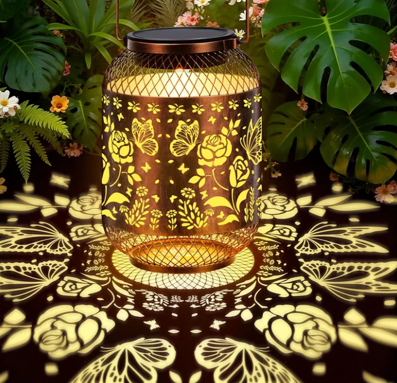 Vaukki Solar Lantern Outdoor Waterproof, Butterfly Garden Decor Birthday Gifts for Women Friendship Mom Grandma Sister, Metal Hanging Solar Lights for Outside, Patio, Yard, Backyard, Porch, Pathway