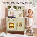 Tiny Land Play Kitchen for Kids, Wooden Farmhouse Kitchen Playset Chef Pretend Play Set for Toddlers w/Real Lights & Sounds, Toys Kitchen with 18 Pcs Toy Food & Cookware Accessories, Sage Green, 40 inches x 30.3 inches x 11.8 inches