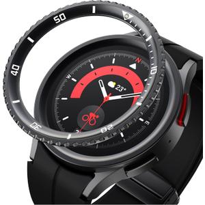 Bezels Compatible with Galaxy Watch 5 Pro 45mm Bezel Ring, Stainless Steel Bezel Adhesive Frame Ring Cover Anti Scratch Bezel Case Accessory - Black