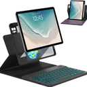 Magnetic Keyboard Case for iPad Air 11-inch (M2 2024) & Pro 11 1st/2nd/3rd/4th,360 Rotation Detachable & 7 Color Backlit BT Keyboard Cover for ipad Air 5th 4th Generation 10.9 inch (Black)