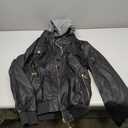 wantdo Women's Lightweight Leather Jacket Casual Motorcycle PU Biker Coat with Removable Hood, Size M