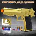Gold Soft Bullet Toy Gun Shell Ejecting for Boys, Shooting Game Toy Pistol with 50 Foam Bullets, 40 Shells & 2 Clips, Ideal Christmas Birthday Gift for Boys Adults