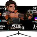 Suncy 32 Inch Curved 1k 240Hz Gaming Monitor High Refresh Rate, FHD 1080P Gaming PC Monitor HDMI DP1.4, Curved 1500R, HDR,Metal Stand,VESA Compatible.