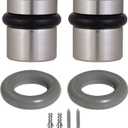Design House 2-Pack Modern Cylindrical Floor Mounted Door Stops with Rubber Bumper, Satin Nickel, Heavy Duty Brass Construction Design House, 189332-SN