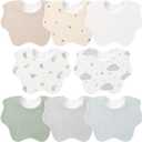 Bearmoss Baby Bibs for Drooling & Teething 8 Pack Muslin Cotton Soft Absorbent Adjustable Unisex Bibs Boys Girls 0-36 Months