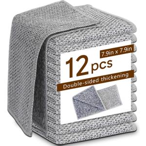 12Pcs New Upgrade 2-LayerNonScratch Wire Dishcloth, WireDishwashing Rag, Non-Scratch Wire DishwashingRagsfor Wet and Dry, Kitchen Cleaning Dish Ragsfor Cookware,Sinks, Dishes,Stove