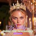 JEAIRTS Light Up Rhinestone Crown Gold Wedding Tiara Headpiece Led Crystal Bridal Hair Accessories for Women