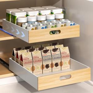 Pull Out Drawer for Cabinet, Metal Slide Out Shelf Fixed with Adhesive Nano Film, 1 PCS Multi-Purpose Cabinet Organizer for Kitchen, Pantry and Office, XX-Large (17"W x 21"D(1Pack))