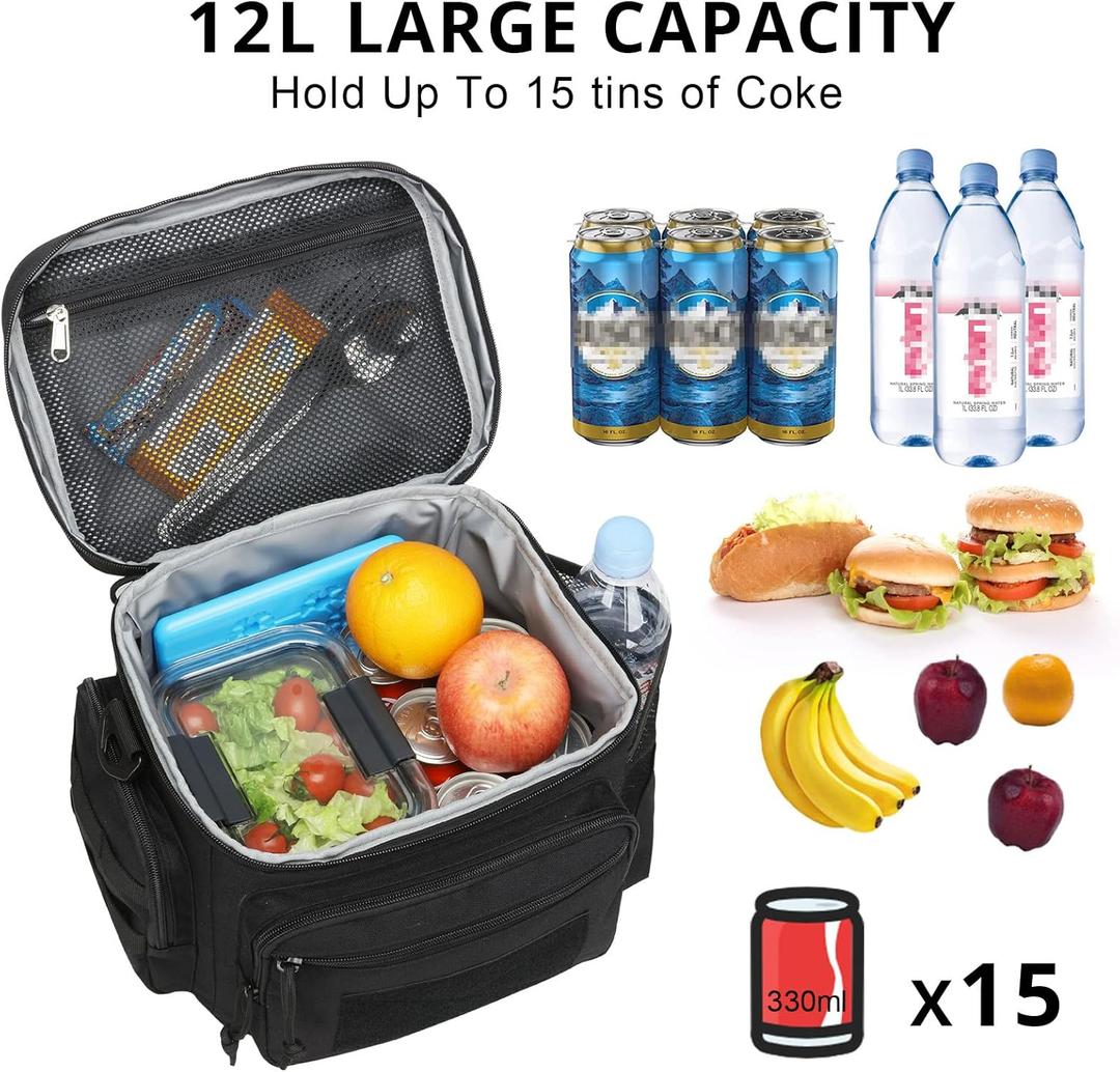Lunch Box for Men, Tactical Lunch Bag MOLLE Webbing Leakproof Insulated Large Lunch Cooler Women Adult Meal with Adjustable Shoulder Strap Durable Lunch Pail  (Medium)