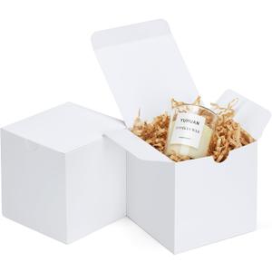 Eupako Gift Boxes 4x4x4 25 Pack White Kraft Paper Box with Lids Party Favor Boxes for Bridesmaids Proposal, Crafting, Cupcake, Wedding, Christmas