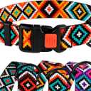 Nylon Dog Collar Aztec Geometric Pattern Aztec Sunset 14-18 inch
