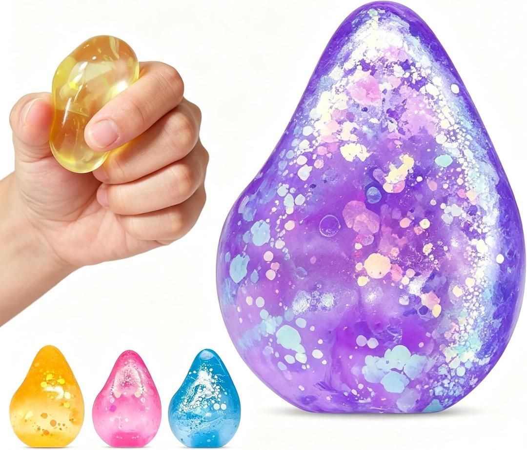 Fidget Toys Stress Cube, Cube Squishies Anxiety Stress Relief, Ice Squishy Stress Cube-Drop Malt Sugar Balls, Sensory Toys for Kids with Autism, Fidgets for Classroom Prize Toys (1pack Purple)