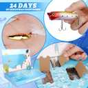 Fishing Advent Calendar 2025 for Men,24 Days Tackle Christmas Countdown Calendar for Anglers, Fishing Lures Kit for Fish Lip Gripper, Lures, Hooks, for Dad,Teen Boys