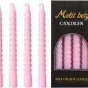 Pink Spiral Taper Candles Set of 4 Pack Tapered Candle, Tall Candlesticks, for Dinner Party Wedding, Holiday Spring, Home Decor, Kitchen Decor (4 Pack, Pink, 8inch)