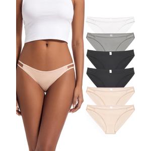 Jo & Bette String Bikini Underwear for Women - Bikini Panties - Cotton Underwear Tango Hipster Soft Sexy 6 Pack (5, Neutrals)