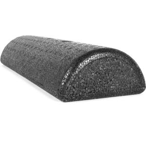 CanDo Black Composite High-Density Foam Rollers for Muscle Restoration Massage Therapy Sport Recovery and Physical Therapy 6" x 18" Half-Round