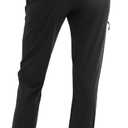 MAGCOMSEN Women's Hiking Pants UPF 50+ Water Resistant Quick Dry Lightweight Elastic Waist Cargo Pants with 4 Pockets (Black, L)