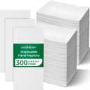 Charmount 300 Pack Disposable Linen-Feel Guest Towels, Soft Absorbent White Hand Towels Bulk, Cloth-Like Napkins for Bathroom, Kitchen, Wedding, Party, Events