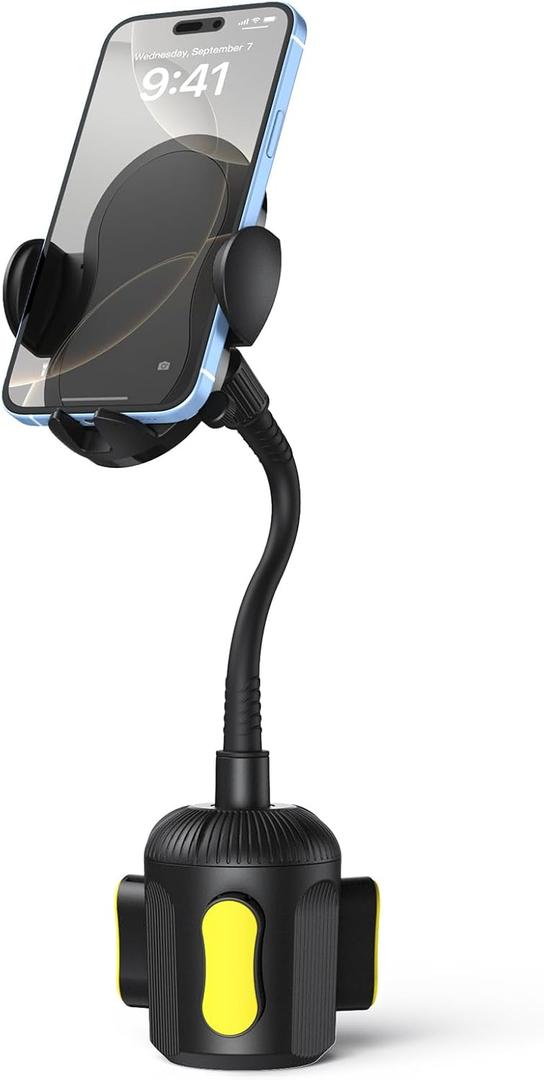 Cup Phone Holder for Car with Adjustable Long Gooseneck, Car Mount Cup Cell Phone Holders for Your Car Truck Golf Cart Accessories Cradles for iPhone Samsung All 4.0-7.0 inches Smartphones
