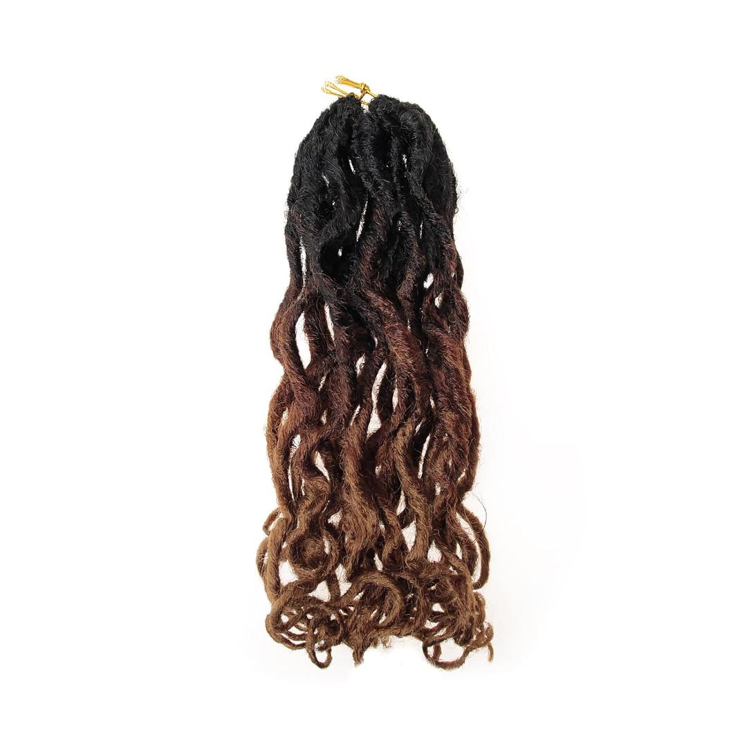 New Goddess Locs Crochet Hair,12" Faux Locs Crochet Hair Hippie Locs Synthetic Extension Ombre Crochet Locs Boho Style Crochet Braids (2 Packs 1B/30/27, 12")