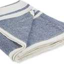 DII New Traditional, 2-Tone Chevron Stripe Throw, 50x60, Navy