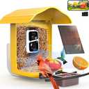 birdsnap PAV-Bird Feeder with Camera,2K HD with 64GB Card, AI Identify Smart Bird House Cam Solar Panel,Live Stream,Motion Detection,Auto Record Video for Backyard Outdoors,Ideal Gift for Bird Lover (Dark Yellow)