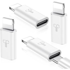 Temdan 4 Pack USB C to Lightning Adapter for iPhone 14 13 12 Pro Max/iPad Air/Airpods,Support Audio/OTG,20W PD Fast Charging,Lightning to Type C Charger Connector Cable,for iPhone 14 Accessories-White