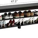AQIMUELE Wood Shoe Rack Bench for Entryway, 2 Tier Shoe Rack for Front Door Entrance, Shoe Bench with Shoe Storage for Entryway, Bedroom, 47.2"