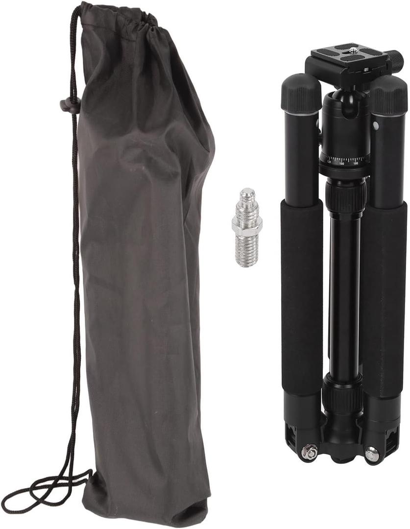 Portable Tripod for SLR and Mirrorless Camera, Aluminum Alloy, 45-150cm Height, Black - Adjustable Ball Head, Foldable Design, Stable Camera Stand for Live Streaming