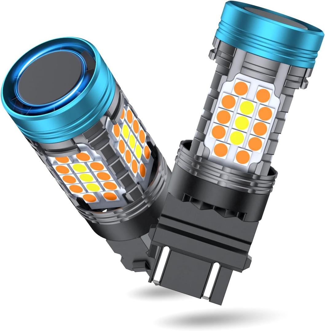 3157 Switchback LED Bulb With Built In Resistor 3757 Super Bright White and Amber Bulbs CANBUS Error Free Anti Hyper Flash 4157 switchback LED Turn Signals 4114 DRL Parking Light-2pcs