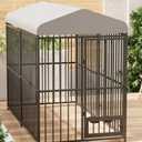 4x4x6 ft Outdoor Dog Kennel with Roof, Heavy-Duty Large Dog Cage with Lock for Medium & Large Dogs