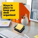Post-it Note Dispenser, Sticky Note Holder, Black Base, Clear Top, Includes 50 Sheets of 3 in x 3 in Canary Yellow Pop-Up Notes, Classroom or Office Supplies (1.8" x 5.9")